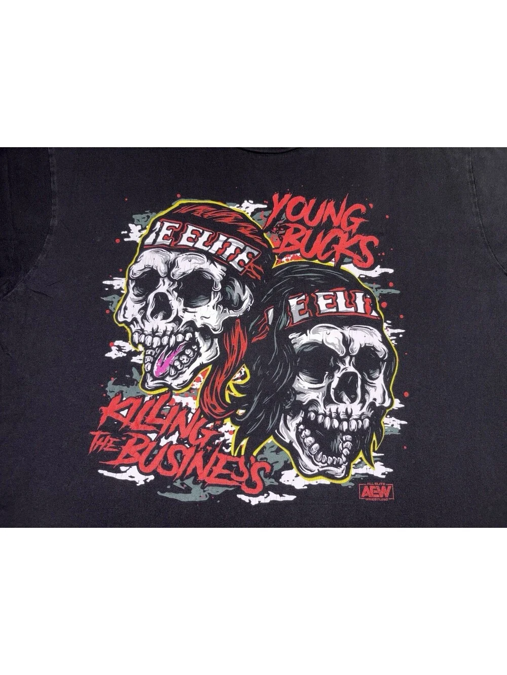 AEW Young Bucks Killing The Business T Shirt Mens 2XL Skull Wrestling Black Tee